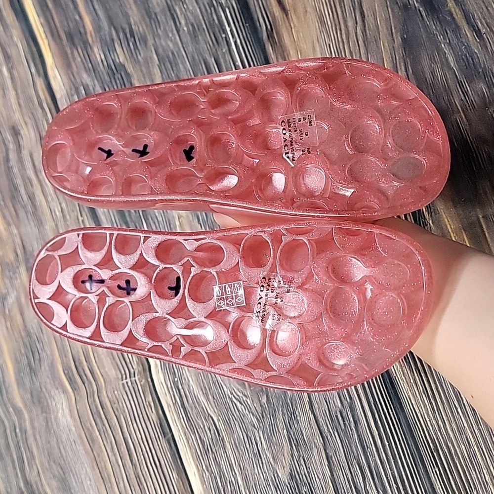 Coach Women's Size 8 Pink Jelly Slide Sandals - Picture 3 of 3